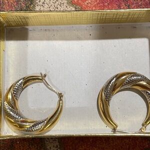 Chic Gold and Silver Twist Hoop Earrings